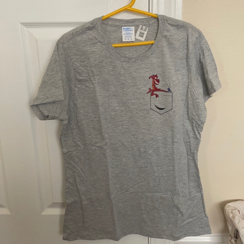 Disney Mulan Mushu T shirt with pocket graphic- Grey